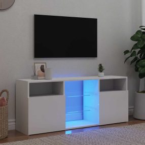 fehér TV-szekrény LED lámpákkal 120 x 30 x 50 cm