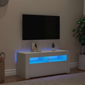 fehér TV-szekrény LED-lámpákkal 90 x 35 x 40 cm