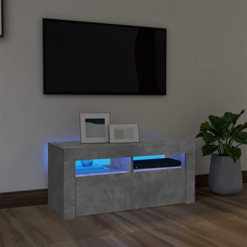  betonszürke TV-szekrény LED-világítással 90 x 35 x 40 cm