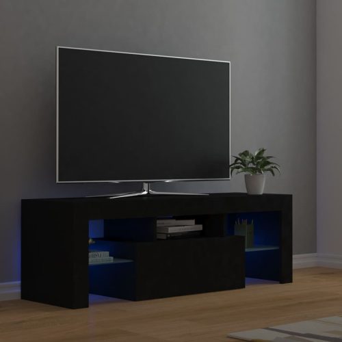  fekete TV-szekrény LED-világítással 120 x 35 x 40 cm