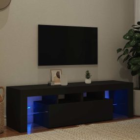fekete TV-szekrény LED-világítással 140 x 36,5 x 40 cm