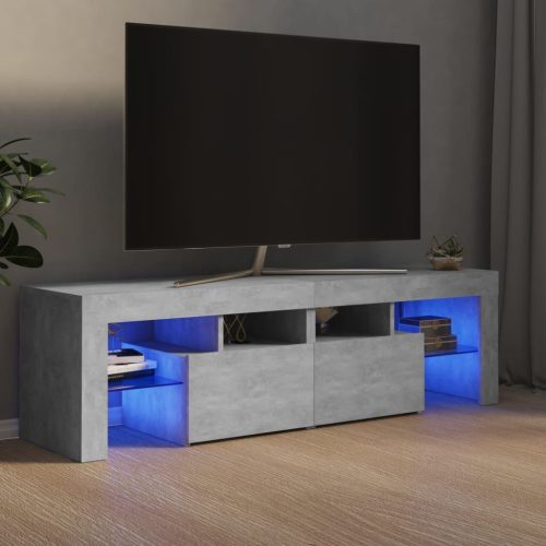  betonszürke TV-szekrény LED-lámpákkal 140 x 36,5 x 40 cm