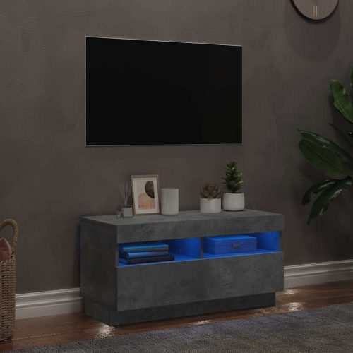 betonszürke TV-szekrény LED-lámpákkal 80 x 35 x 40 cm