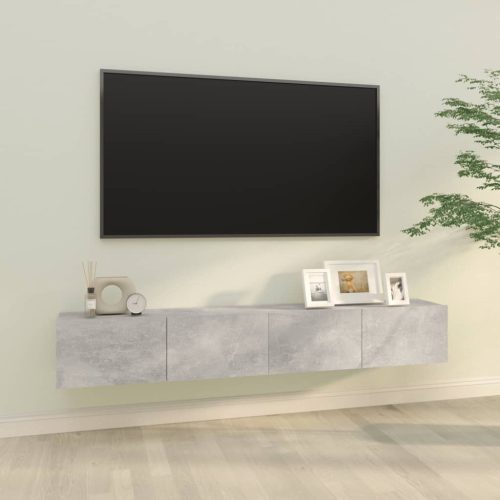  2 db betonszürke szerelt fa fali TV-szekrény 100 x 30 x 30 cm