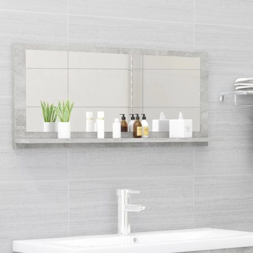 betonszürke forgácslap fürdőszobai tükör 90 x 10,5 x 37 cm