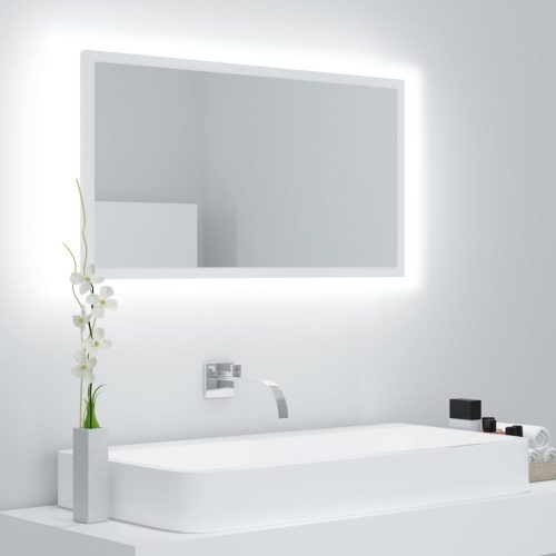 fehér akril LED-es fürdőszobai tükör 80 x 8,5 x 37 cm