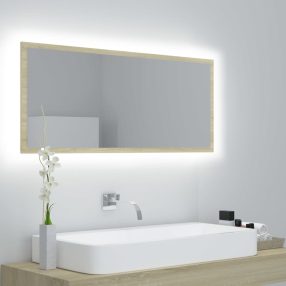   sonoma tölgy akril LED-es fürdőszobai tükör 100x8,5x37 cm