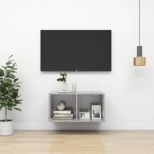  betonszürke szerelt fa falra szerelhető TV-szekrény 37x37x72 cm