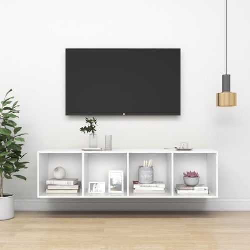 fehér szerelt fa falra szerelhető TV-szekrény 37x37x142,5 cm
