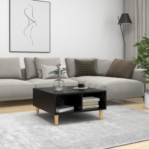 fekete szerelt fa dohányzóasztal 60x 60 x 30 cm