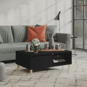 vidaXL fekete szerelt fa dohányzóasztal 90 x 60 x 35 cm