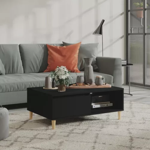 vidaXL fekete szerelt fa dohányzóasztal 90 x 60 x 35 cm