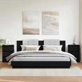 2 db fekete szerelt fa éjjeliszekrény 40 x 35 x 62,5 cm