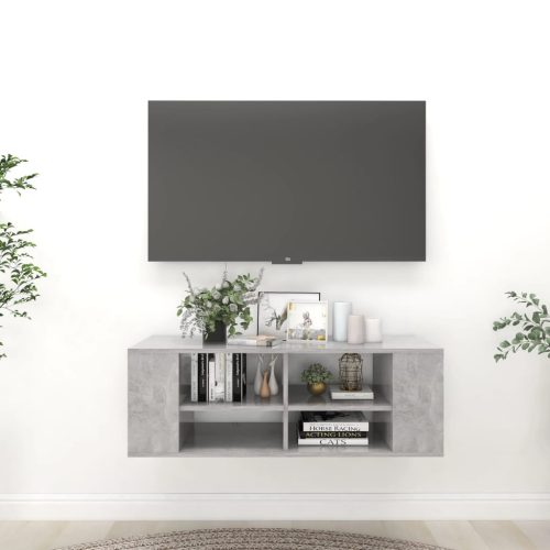 betonszürke szerelt fa falra szerelhető TV-szekrény 102x35x35cm