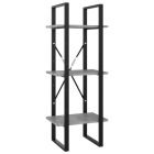 3-szintes betonszürke szerelt fa könyvszekrény 40 x 30 x 105 cm