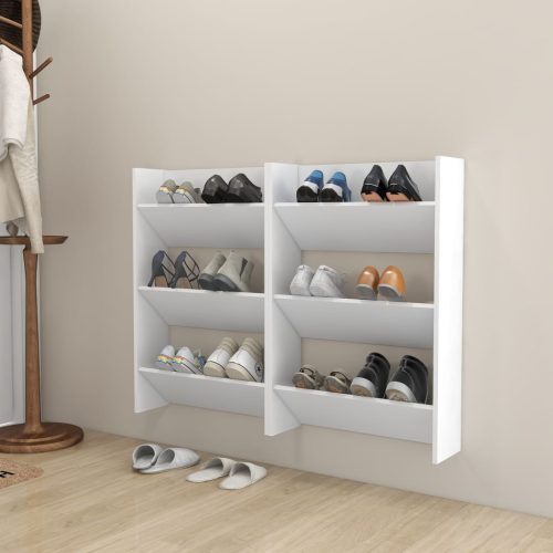 2 db fehér fali cipősszekrény 60 x 18 x 90 cm