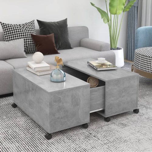 betonszürke szerelt fa dohányzóasztal 75 x 75 x 38 cm