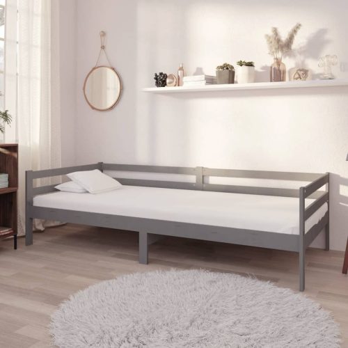 szürke tömör fenyőfa kanapéágy 90 x 200 cm