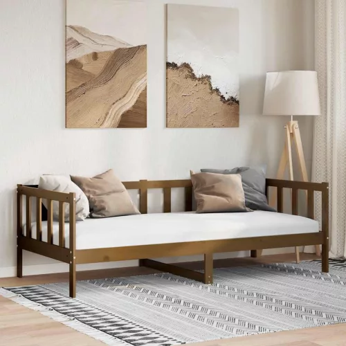 mézbarna tömör fenyőfa kanapéágy 90 x 200 cm