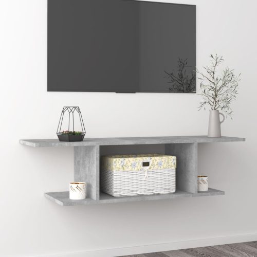  betonszürke falra szerelhető TV-szekrény 103 x 30 x 26,5 cm