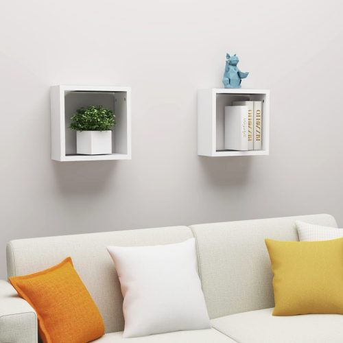 2 db fehér fali kockapolc 30 x 15 x 30 cm