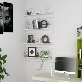 4 db fehér forgácslap fali polc 80 x 11,5 x 18 cm