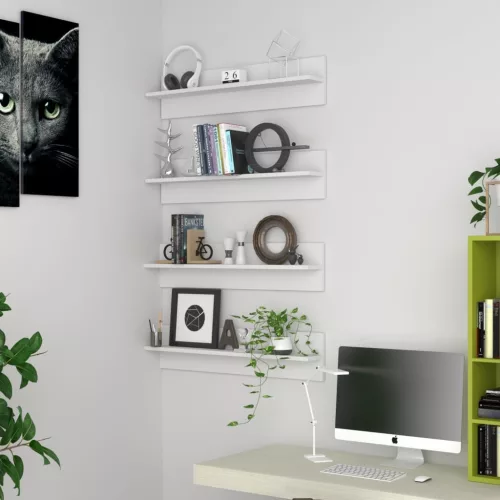 4 db fehér forgácslap fali polc 80 x 11,5 x 18 cm