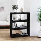 fekete tömör fenyőfa könyvszekrény/térelválasztó 80x30x103,5 cm
