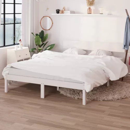 vidaXL Small Double fehér tömör fa ágykeret 120 x 190 cm