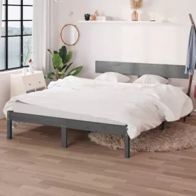   vidaXL King Size szürke tömör fenyőfa ágykeret 150 x 200 cm