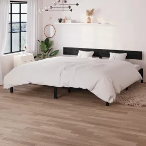   vidaXL Super King fekete tömör fenyőfa ágykeret 180 x 200 cm