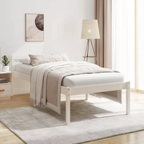 Single fehér tömör fenyőfa ágy időseknek 90 x 190 cm