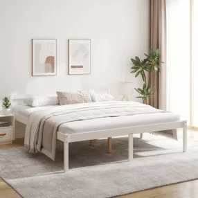   Super King Size fehér tömör fenyőfa ágy időseknek 180 x 200 cm