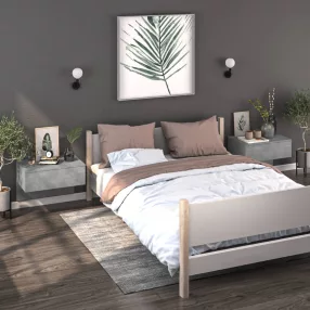 2 db betonszürke falra szerelhető éjjeliszekrény