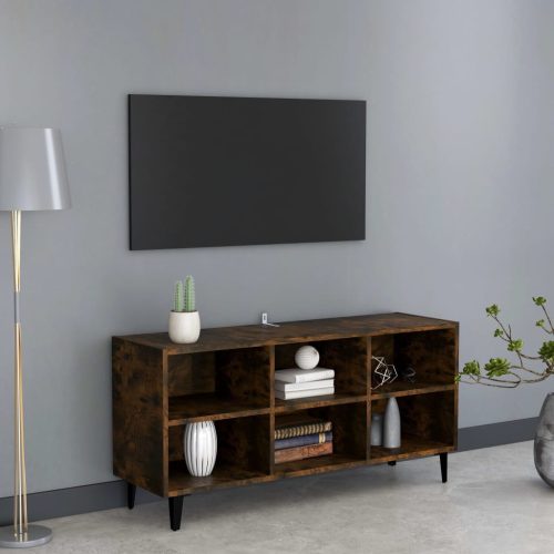 füstös tölgy színű TV-szekrény fémlábakkal 103,5 x 30 x 50 cm