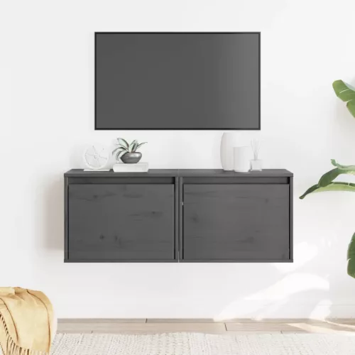 2 darab szürke tömör fenyőfa faliszekrény 45 x 30 x 35 cm