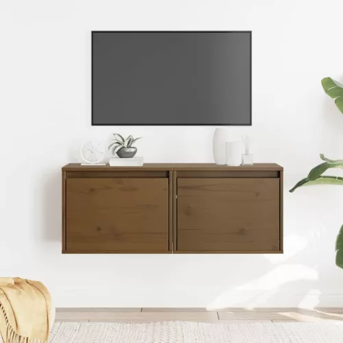 2 darab mézbarna tömör fenyőfa faliszekrény 45 x 30 x 35 cm