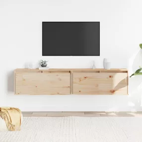 2 db tömör fenyőfa faliszekrény 80 x 30 x 35 cm