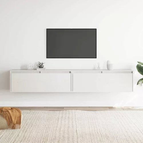 2 darab fehér tömör fenyőfa faliszekrény 100 x 30 x 35 cm