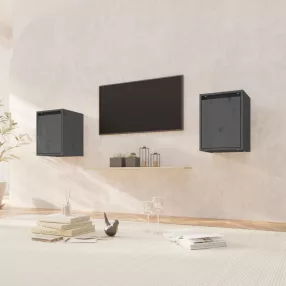   2 darab szürke tömör fenyőfa faliszekrény 30 x 30 x 40 cm