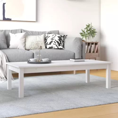 fehér tömör fenyőfa dohányzóasztal 110 x 50 x 30 cm