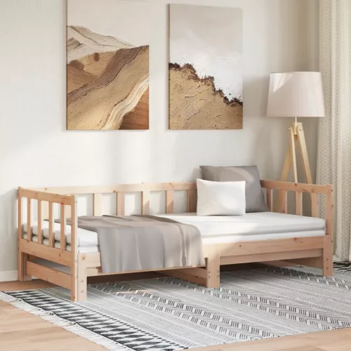 tömör fenyőfa kihúzható kanapéágy 2x(80x200) cm