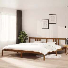 mézbarna tömör fa ágykeret 200x200 cm