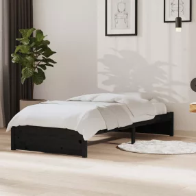vidaXL Single fekete tömör fa ágykeret 90 x 190 cm