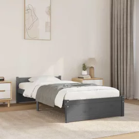 vidaXL Small Single szürke tömör fa ágykeret 75 x 190 cm