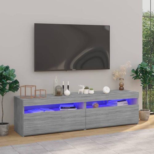  2 db füstös tölgyszínű TV-szekrény LED-világítással 75x35x40 cm