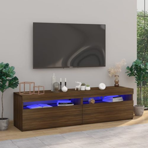  2 db barna tölgy színű TV-szekrény LED-világítással 75x35x40 cm