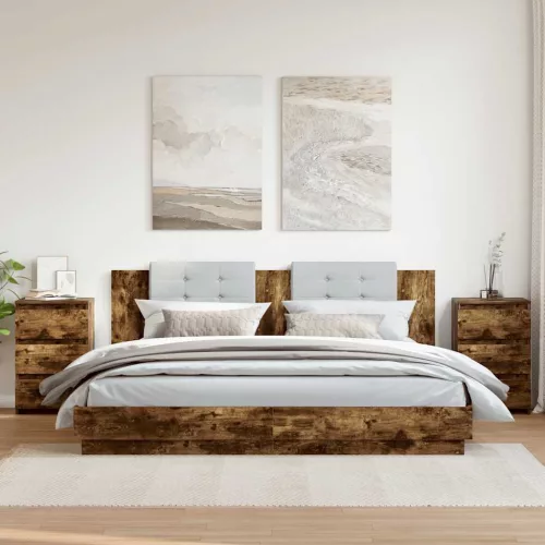 2 db füstös tölgy színű szerelt fa éjjeliszekrény 40x35x62,5 cm