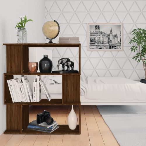 füstös tölgy színű fa könyvszekrény/térelválasztó 80x24x96 cm