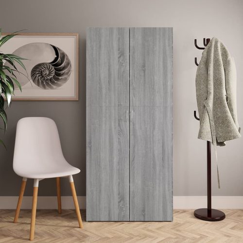 szürke sonoma színű szerelt fa cipősszekrény 80x35,5x180 cm